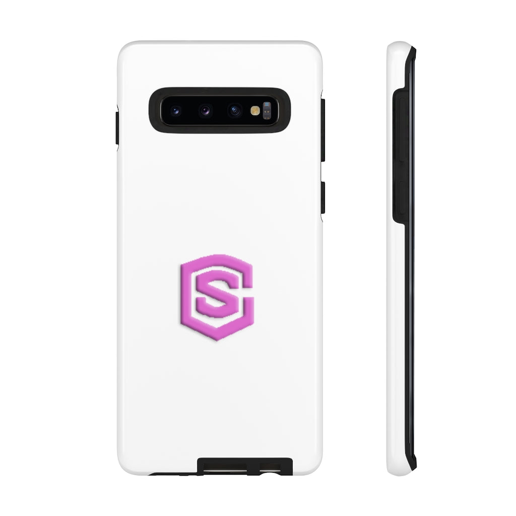 White Tough Cases Pink Logo
