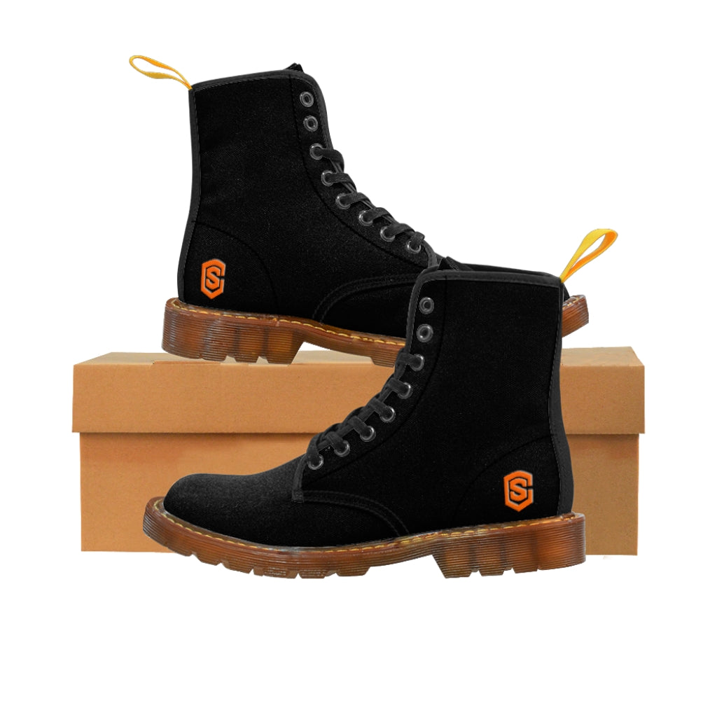 Black Men's Canvas Boots Orange Logo