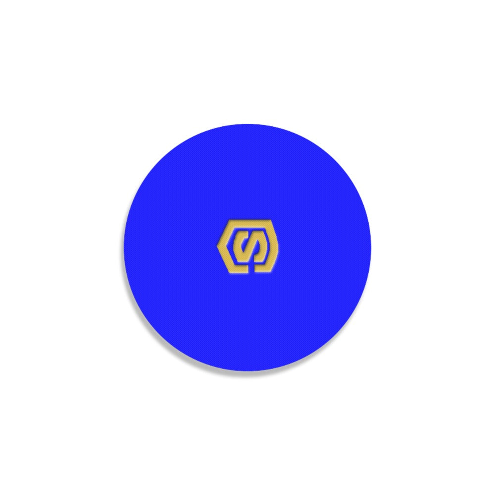 Blue Round Coaster with Gold Logo Round Coaster
