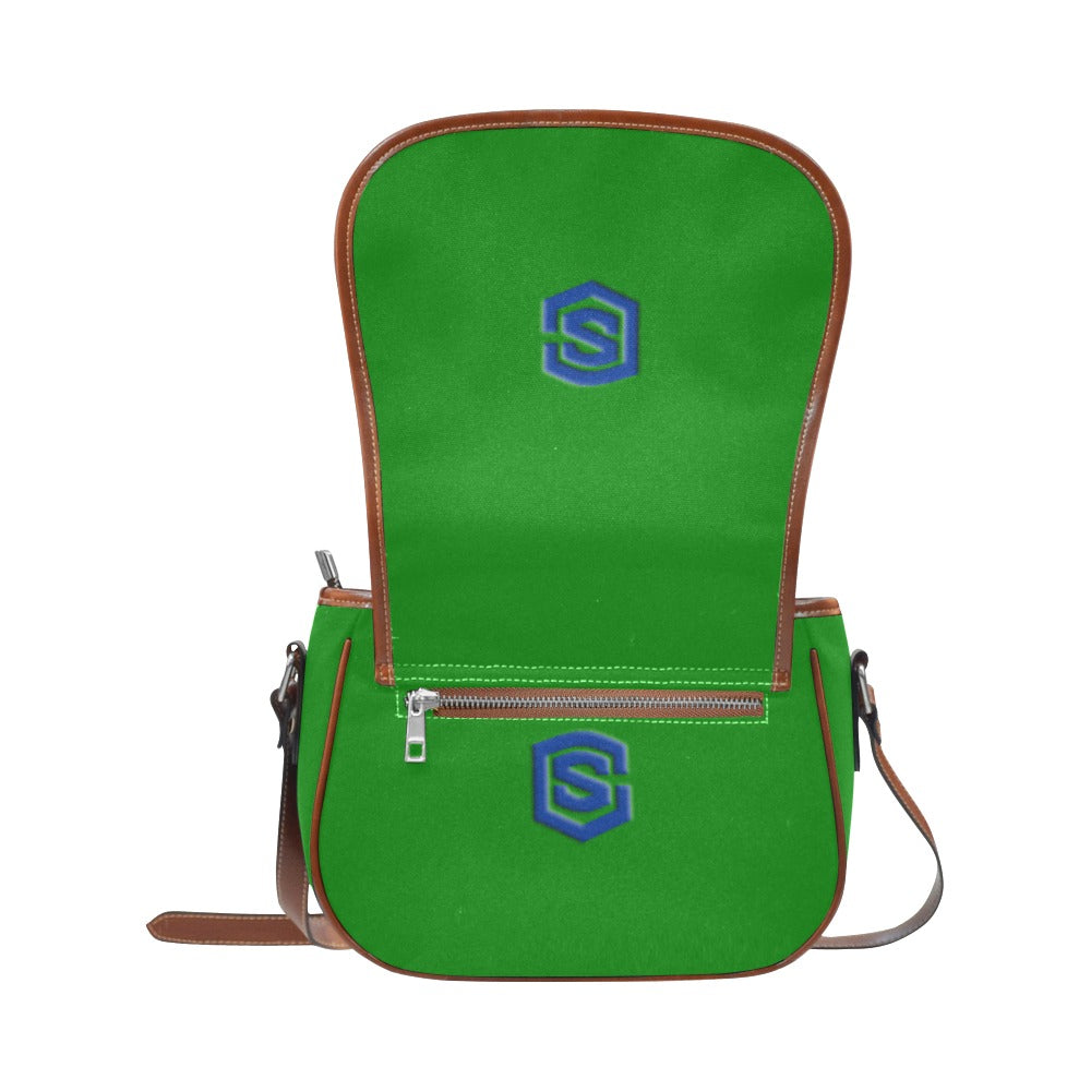 GREEN Saddle Bag WITH BLUE LOGO Saddle Bag (Model 1649) (Small)