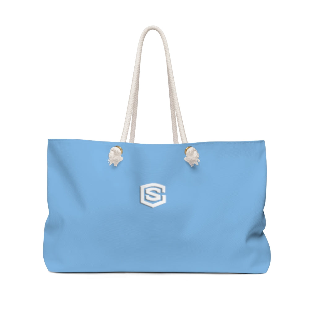 Blue Weekender Bag White Logo