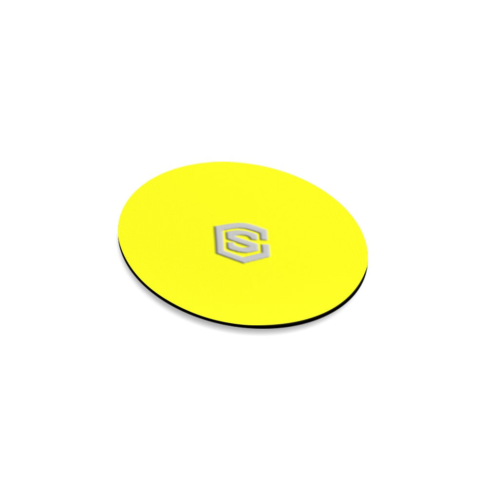 Yellow Round Coaster with Silver Logo Round Coaster
