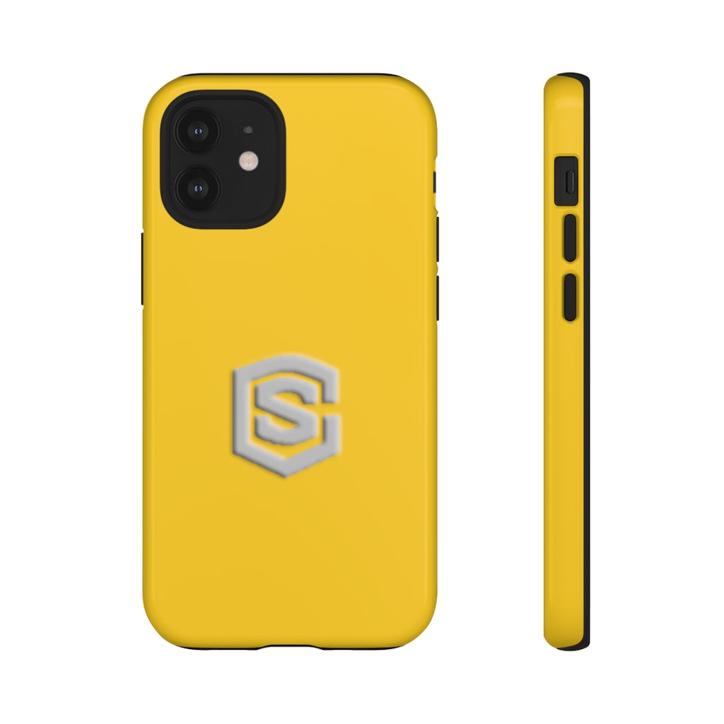 Yellow Tough Cases Silver Logo
