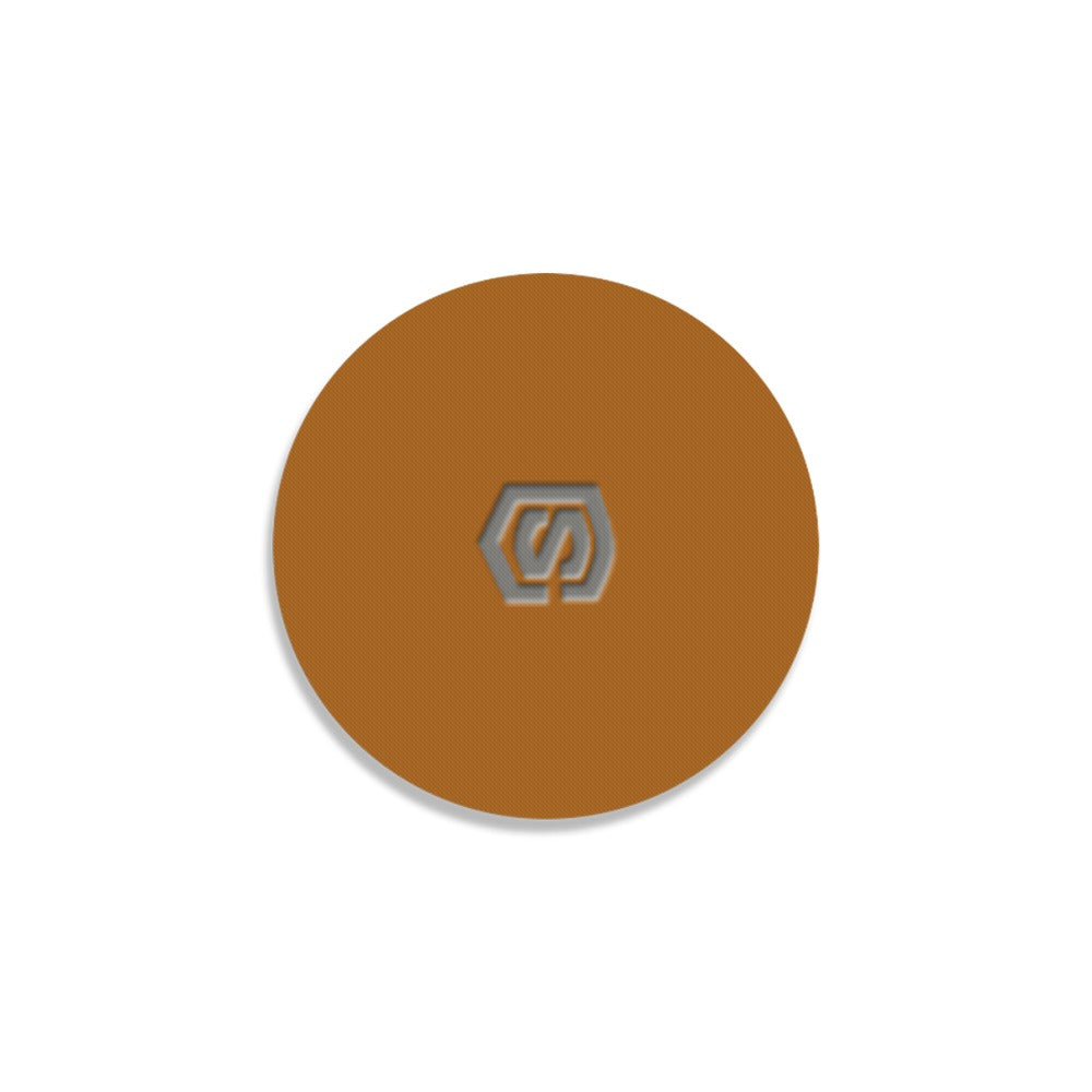 Brown Round Coaster with Gray Logo Round Coaster