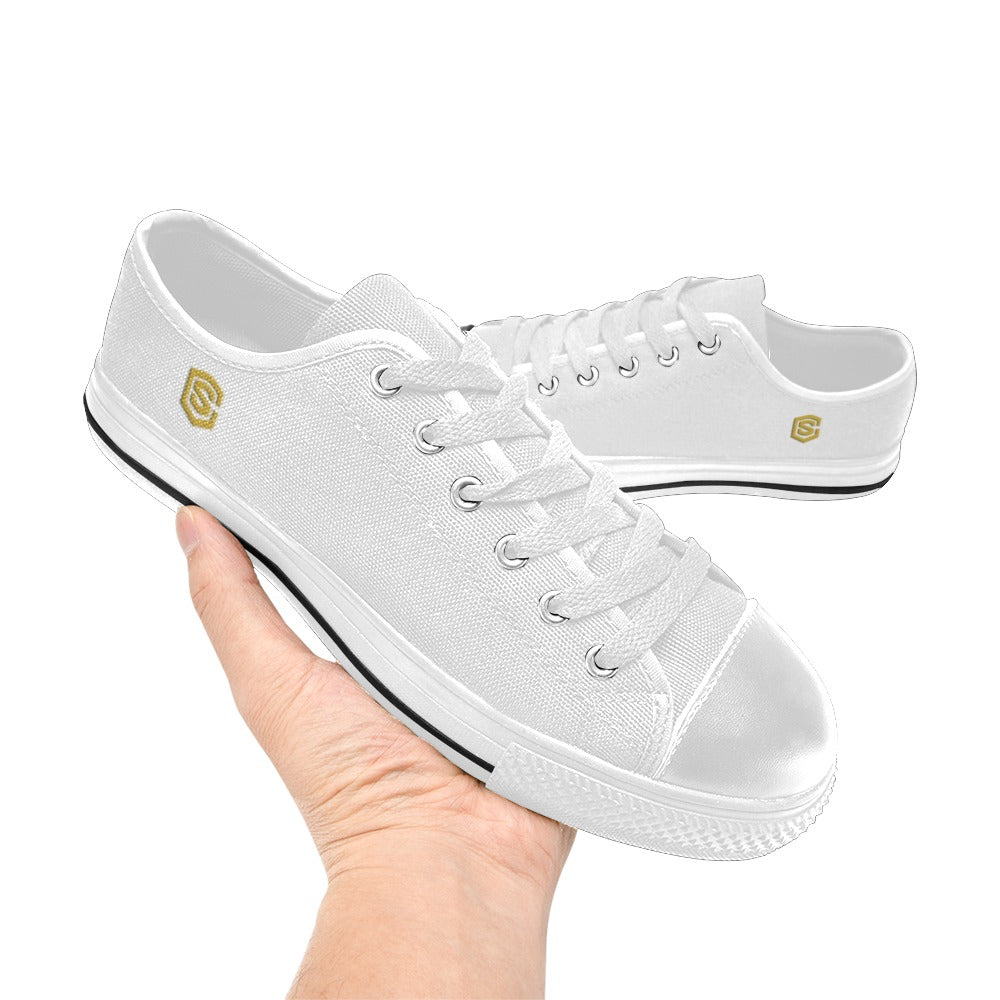 Gold Logo Men's Classic Canvas Shoes (Model 018)