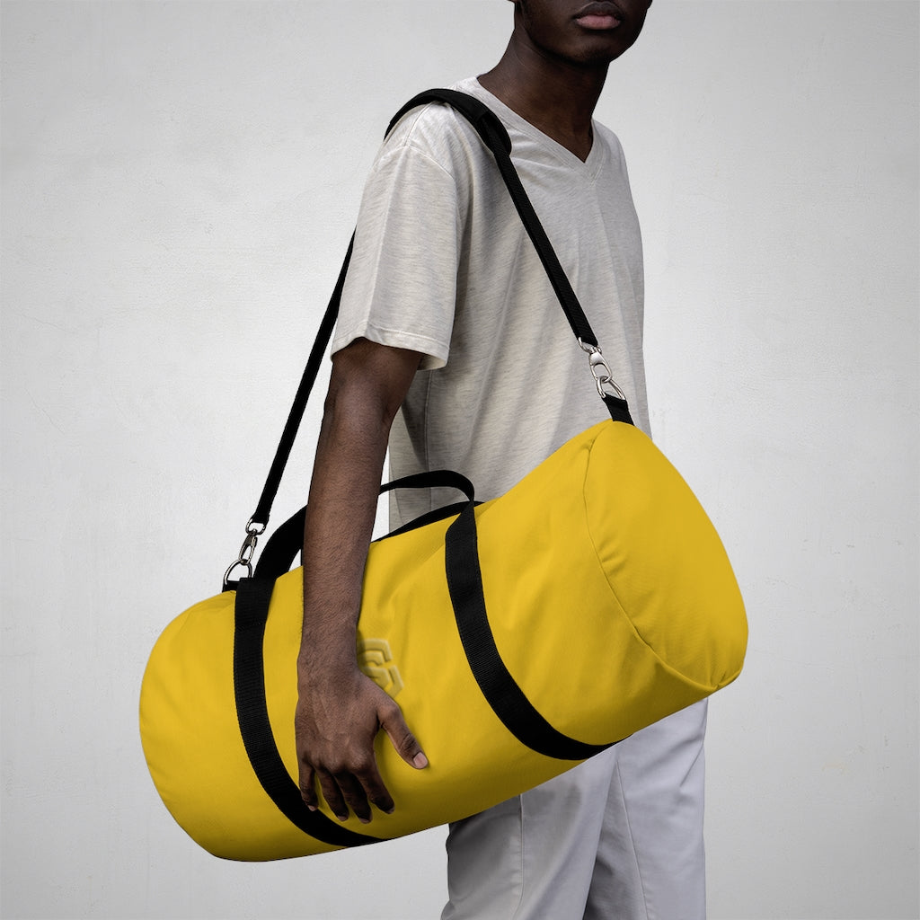 Yellow Duffel Bag Gold Logo