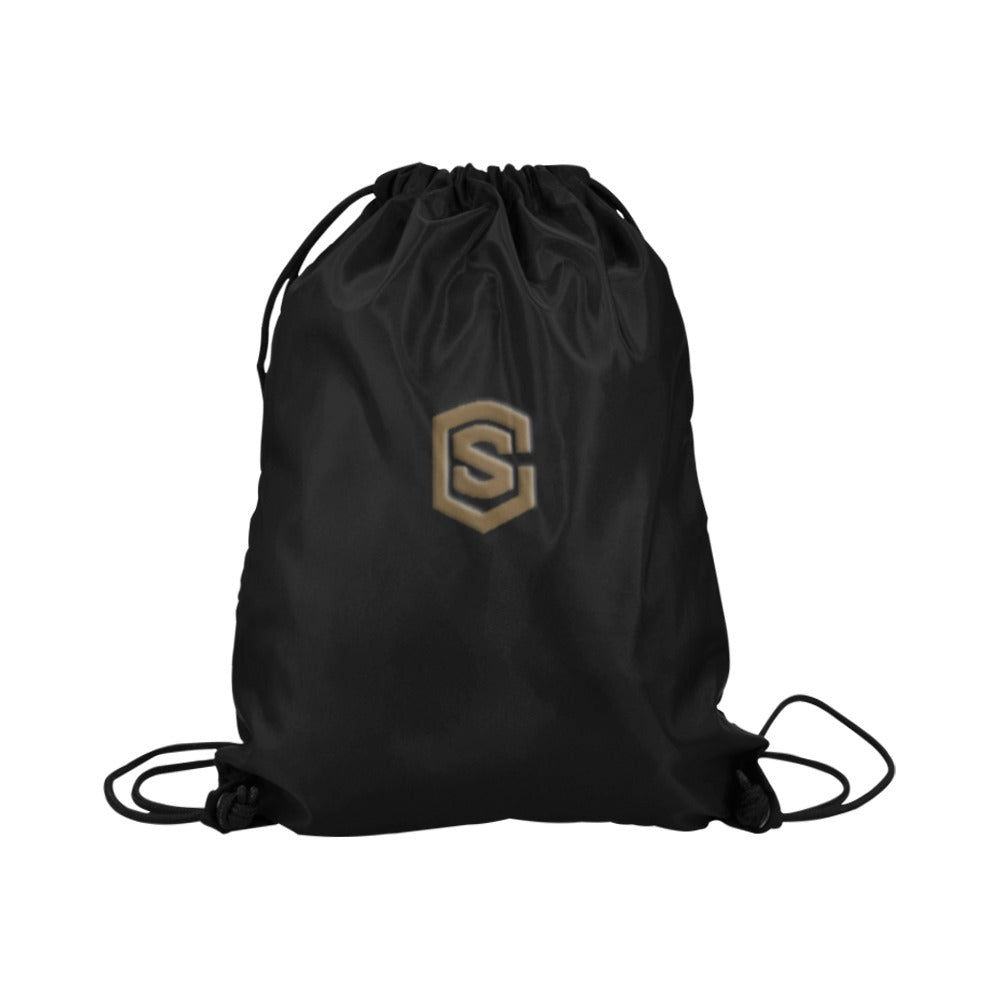Black Drawstring Bags Large With Brown Logo Drawstring Bags (Model 1604) (Large)