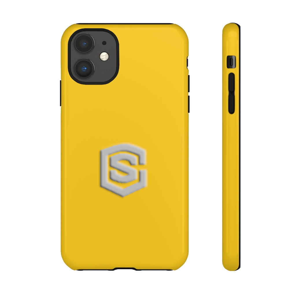 Yellow Tough Cases Silver Logo
