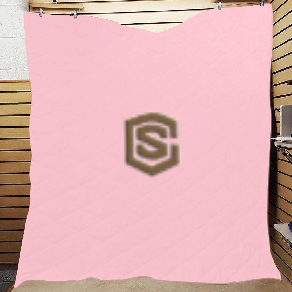 Pink Custom Quilt with Brown Logo Custom Quilt 70" x 80"