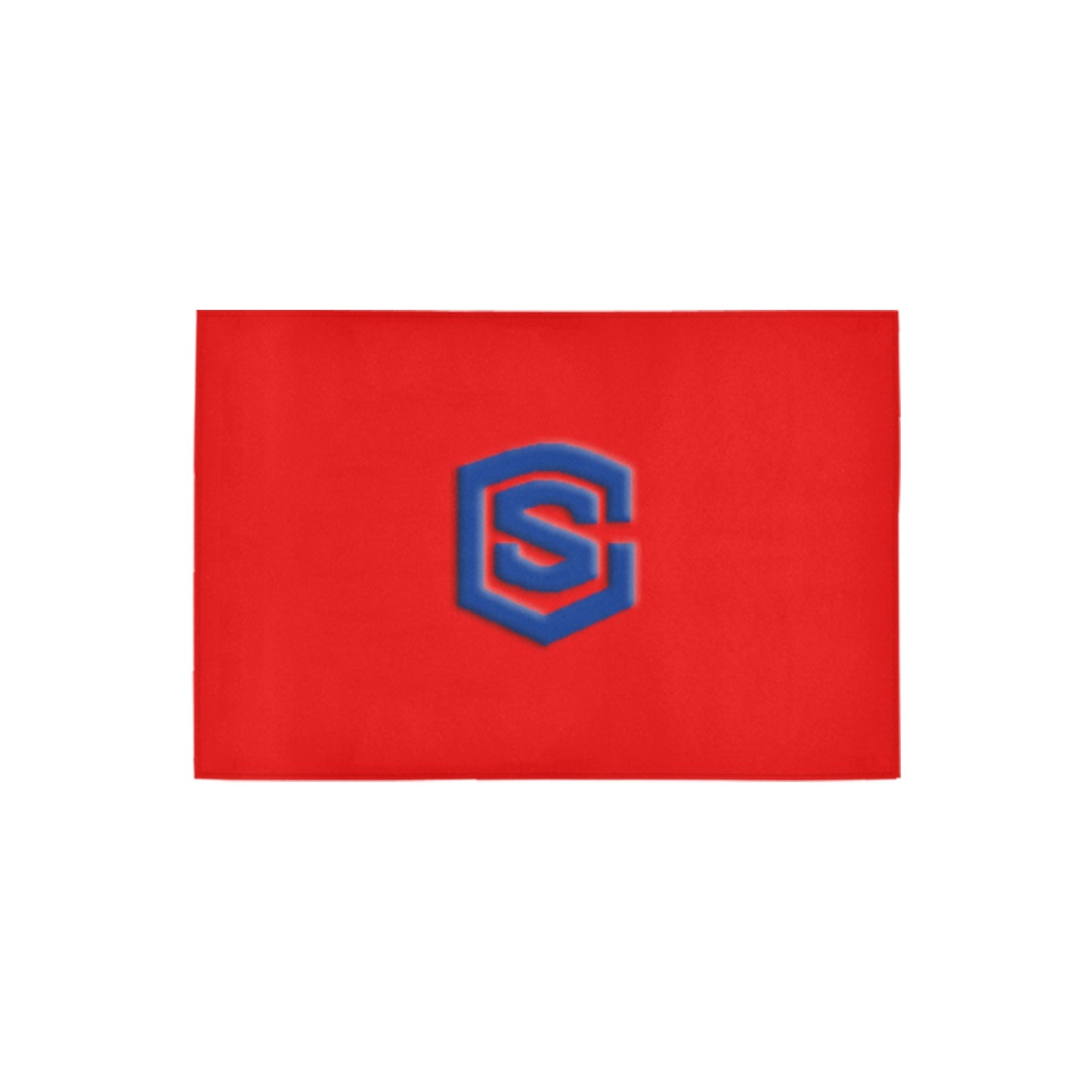 Red Door Mat with Blue Logo Doormat 24" x 16" (Sponge Material)
