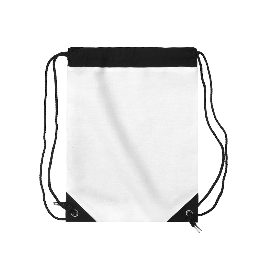 White Drawstring Bag Red logo