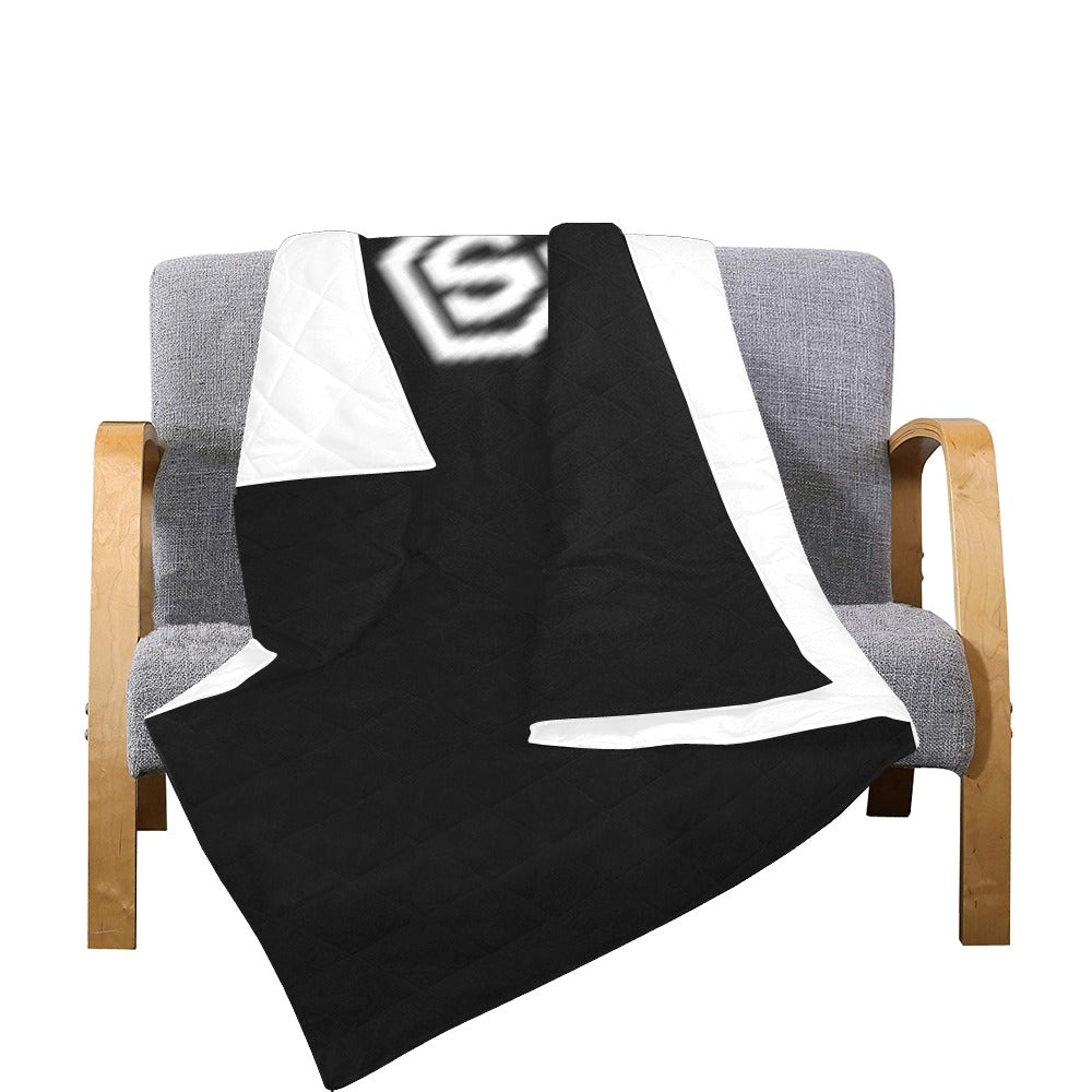 BLACK CISTOM QUILT WHITE LOGO Custom Quilt 70" x 80"