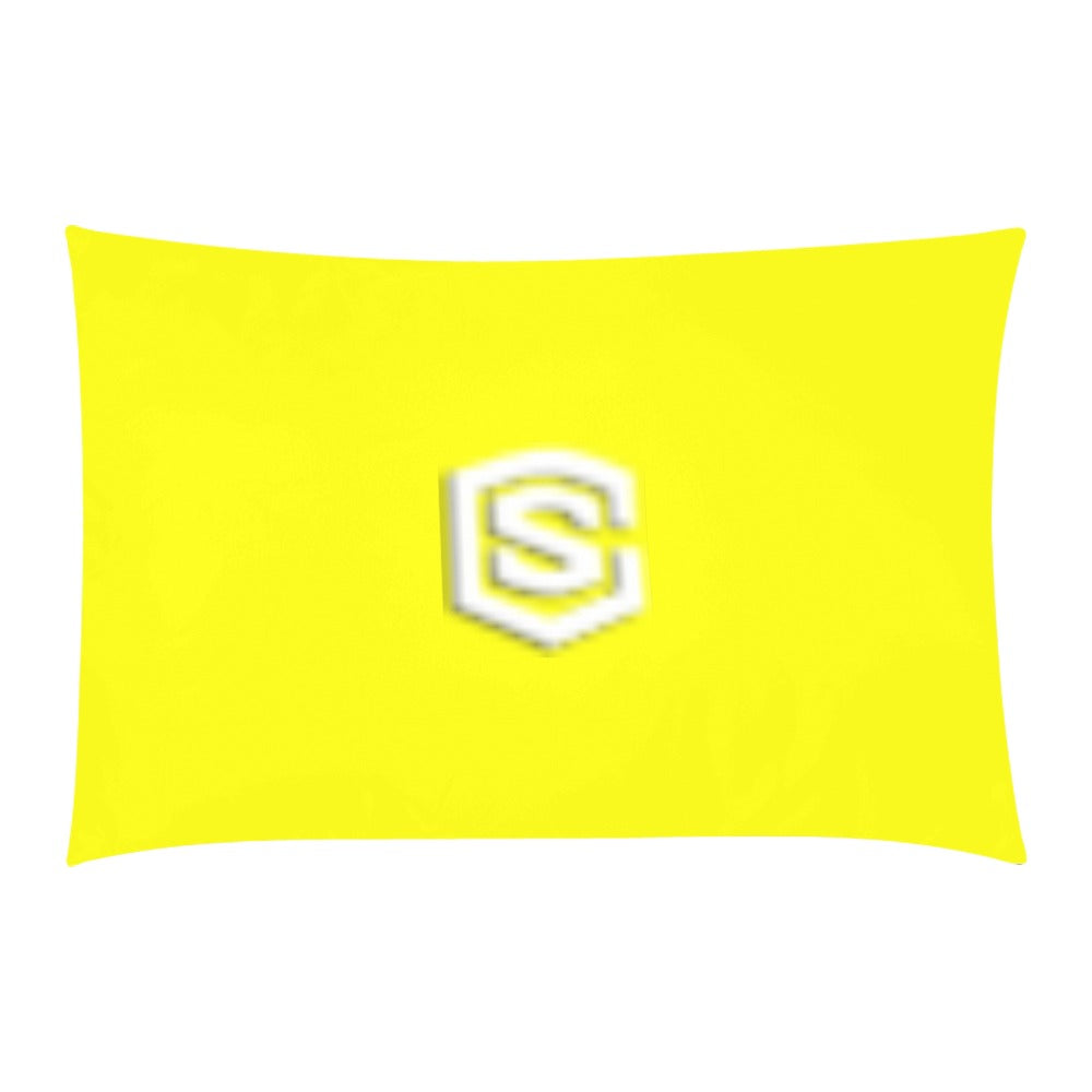 Yellow 3-Piece Bedding Set (1 Duvet Cover 86"x70"; 2 Pillowcases 20"x30")(One Side) wtih White Logo 3-Piece Bedding Set (1 Duvet Cover 86"x70"; 2 Pillowcases 20"x30")(One Side)