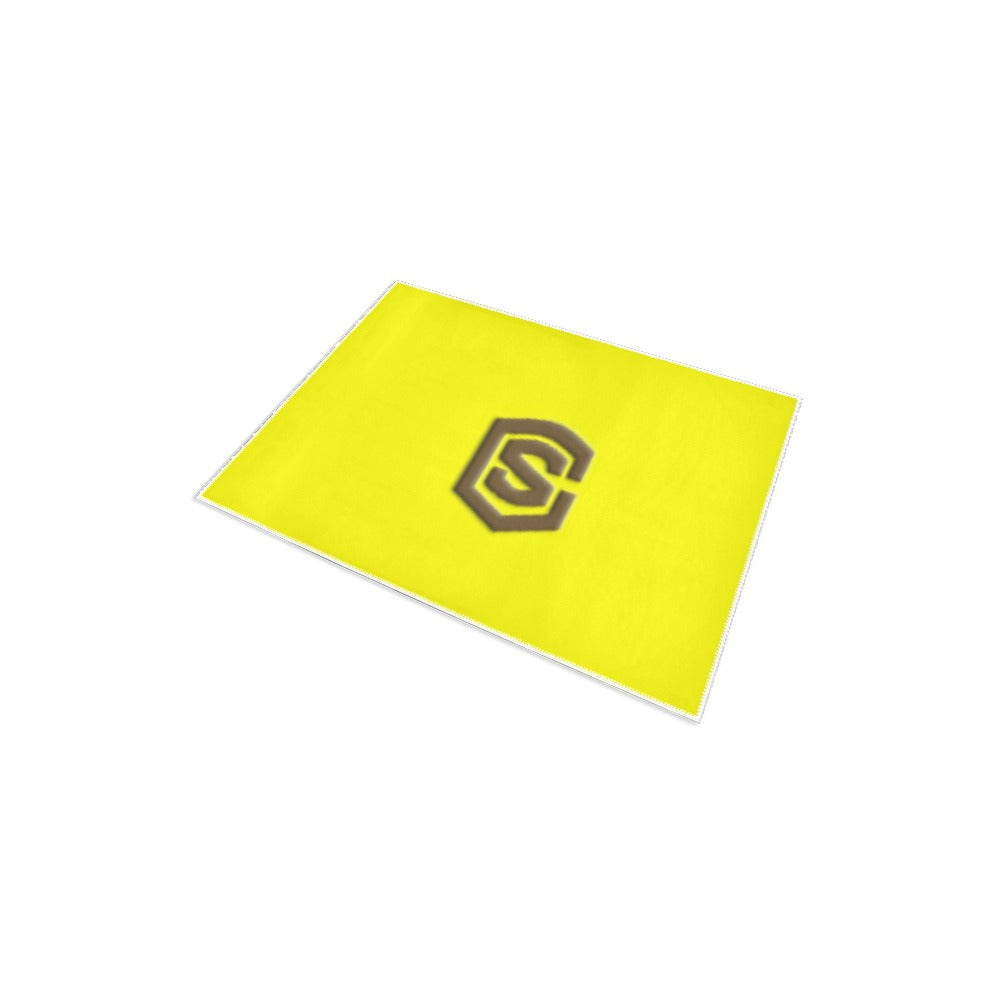 Yellow Area Rug 2.6' x 1.7' with Brown Logo Area Rug 2.6' x 1.7'