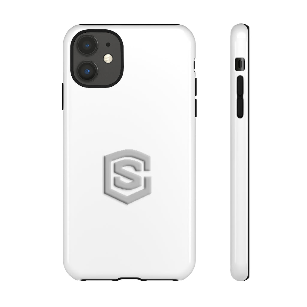White Tough Cases Silver Logo