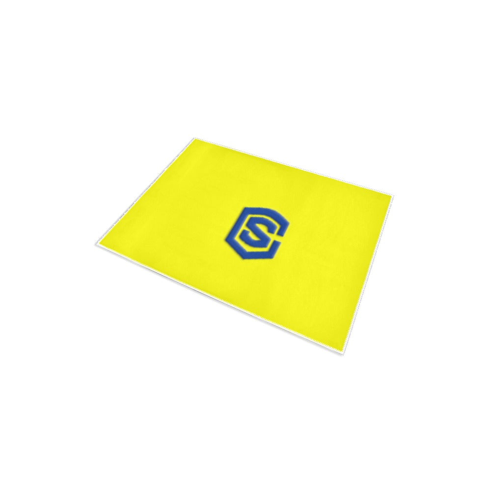 Yellow Area Rug 2.6' x 1.7' with Blue Logo Area Rug 2.6' x 1.7'
