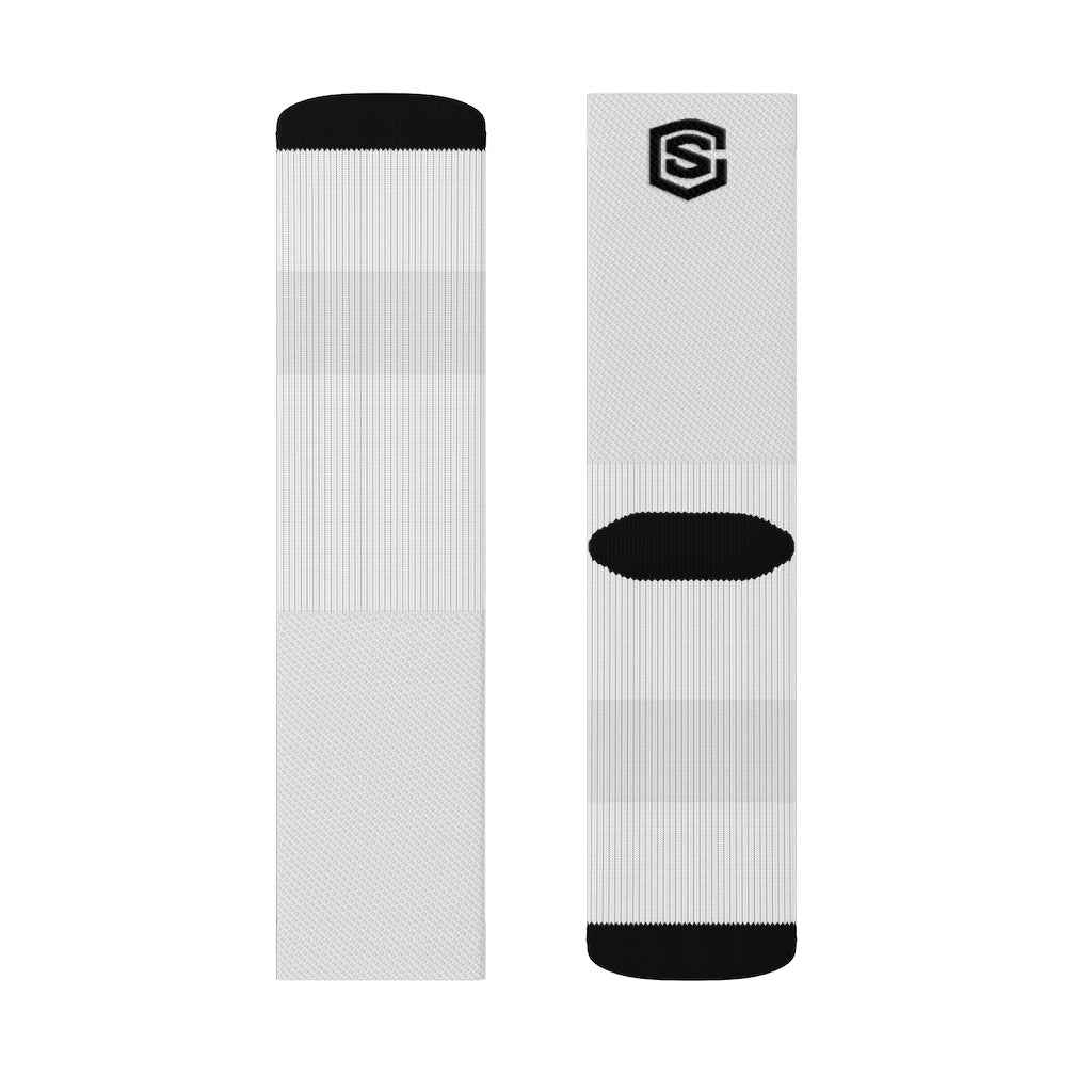 White Sublimation Socks Black Logo