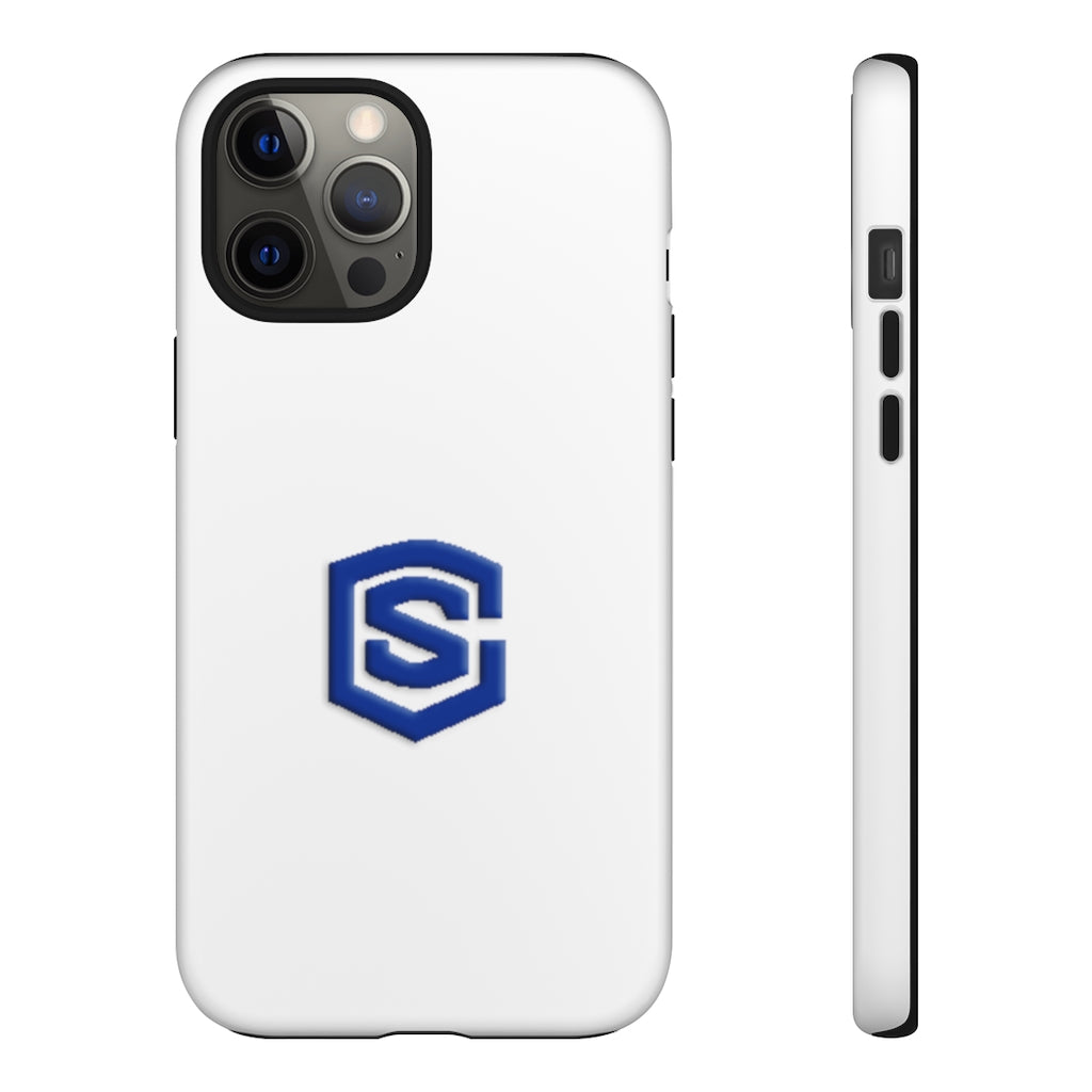 White Tough Cases Blue Logo