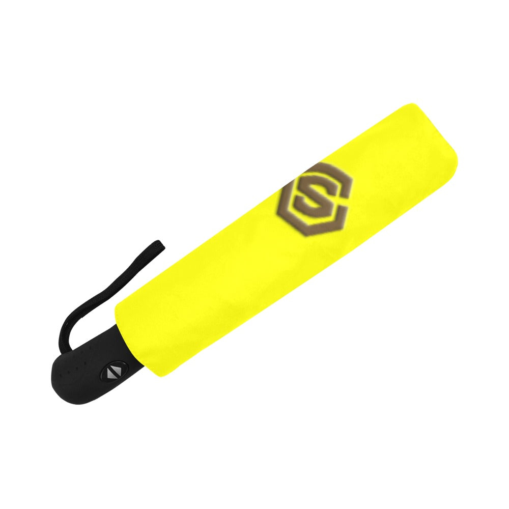Yellow Anti-UV Automatic Umbrella With Brown Logo Anti-UV Automatic Umbrella(Outside Printing)(Model U09)