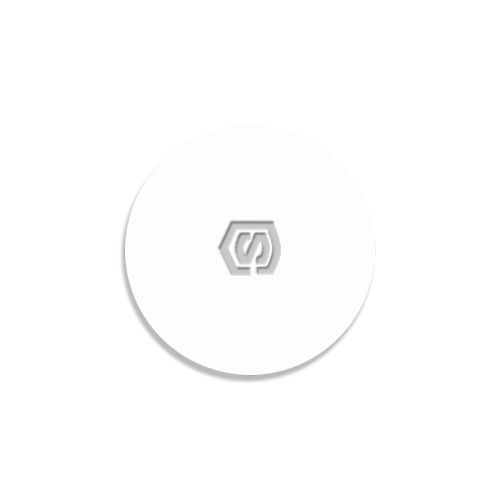 White Round Coaster with Silver Logo Round Coaster