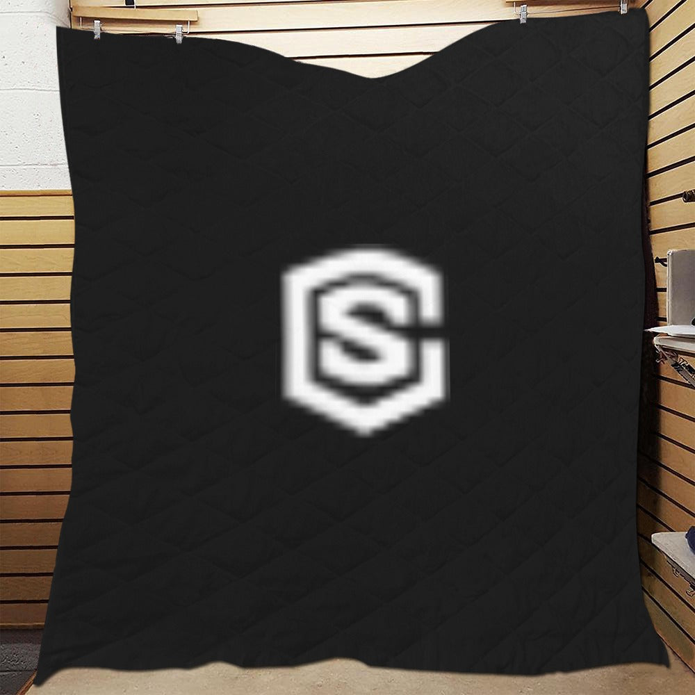 Black Quilt with White Logo Custom Quilt  70" x 80"