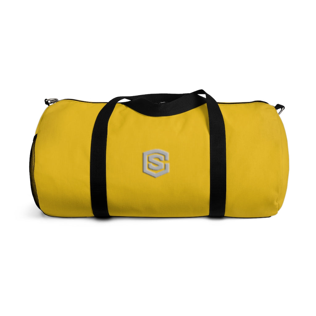 Yellow Duffel Bag Silver Logo