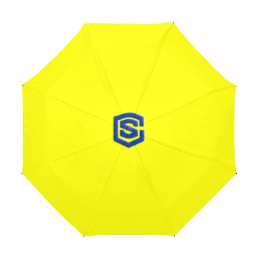 Yellow Anti-UV Automatic Umbrella With Blue Logo Anti-UV Automatic Umbrella(Outside Printing)(Model U09)