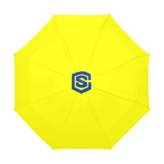 Yellow Anti-UV Automatic Umbrella With Blue Logo Anti-UV Automatic Umbrella(Outside Printing)(Model U09)