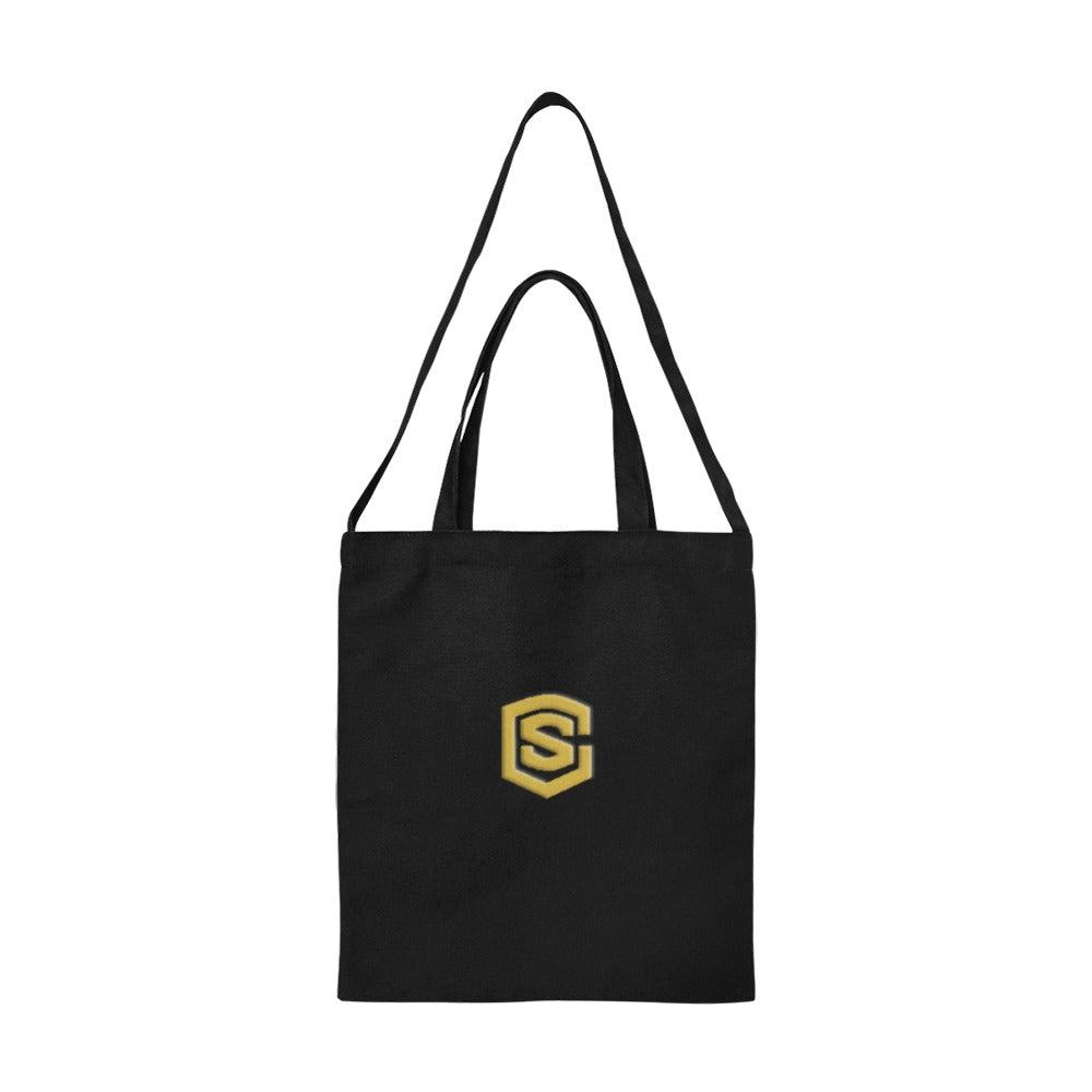 Black All Over Print Canvas Tote Bag With Gold Logo All Over Print Canvas Tote Bag(Model1698)(Medium)