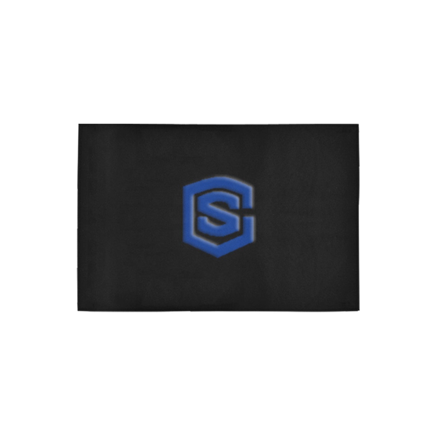 Black Door Mat with Blue Logo Doormat 24" x 16" (Sponge Material)