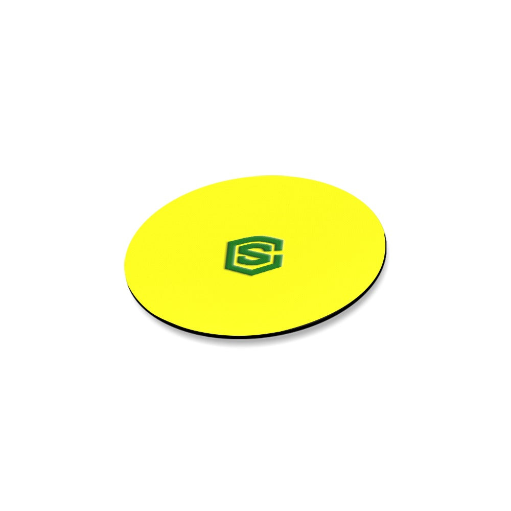 Yellow Round Coaster with Green Logo Round Coaster