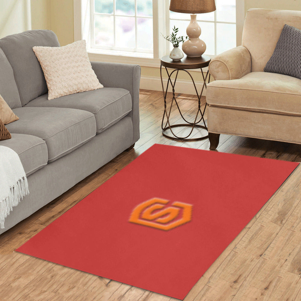 Red Area Rug Orange Logo Area Rug 5' x 3.2'