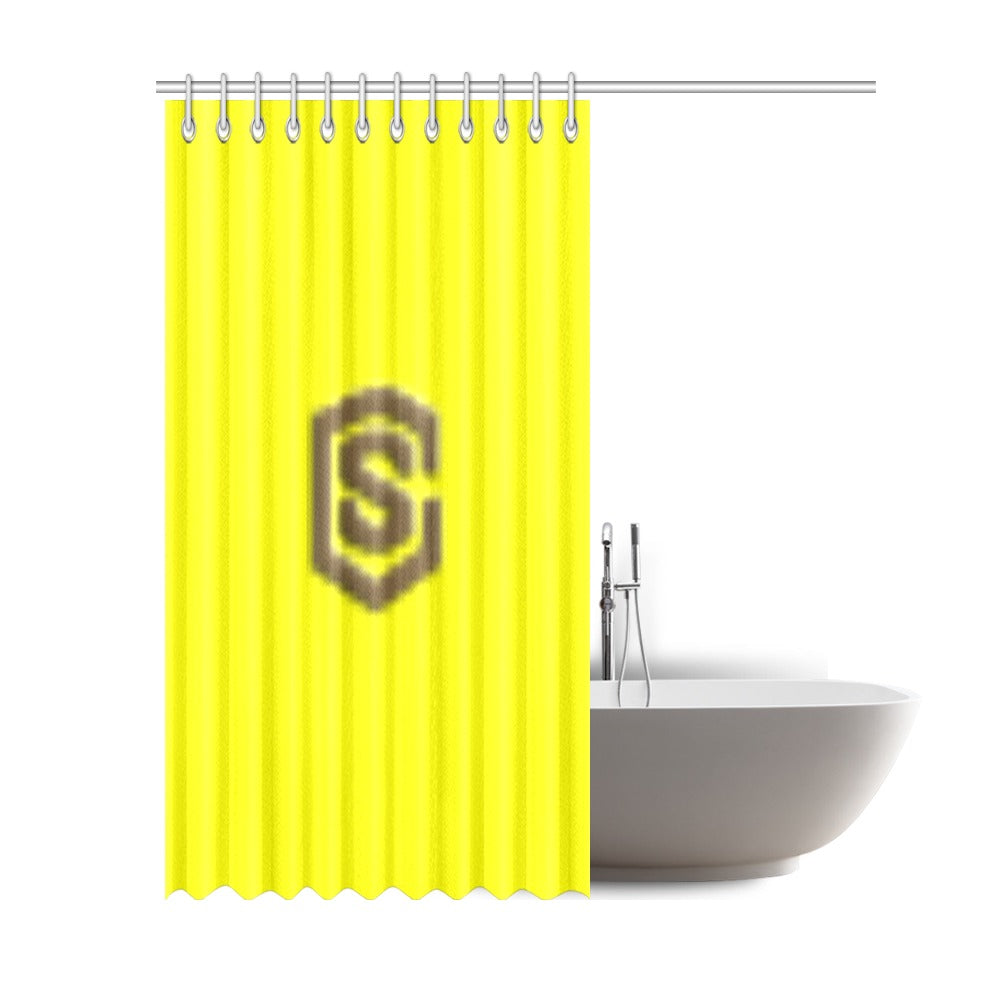 Yellow Shower Curtain 69"x84" with Brown Logo Shower Curtain 69"x84"