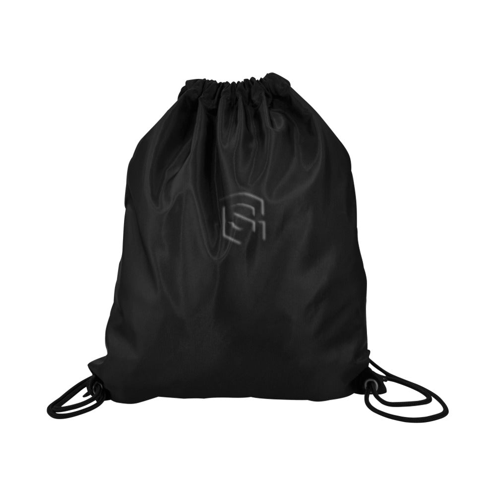 Black Drawstring Bags Large With Black Logo Drawstring Bags (Model 1604) (Large)