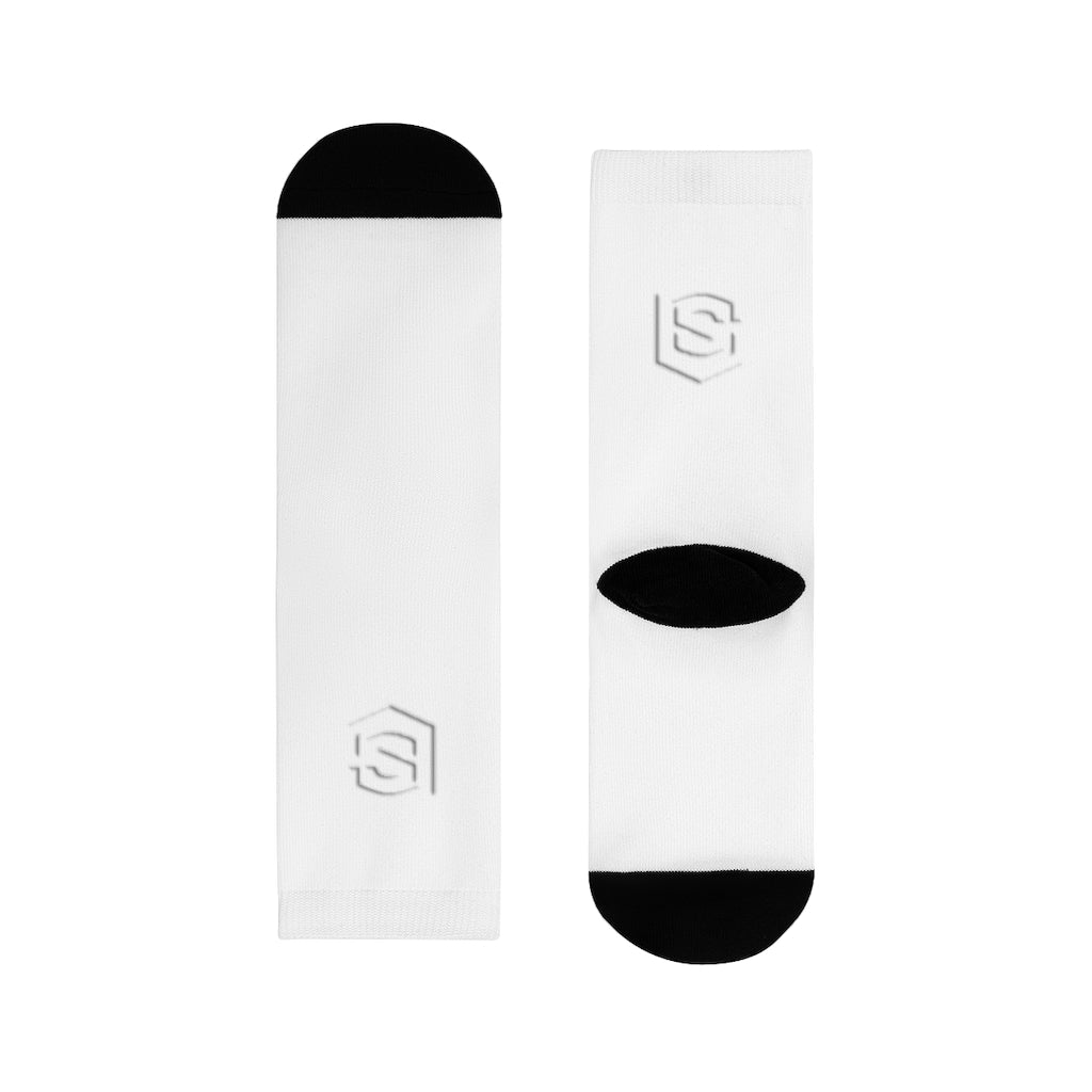 White Sublimation Crew Socks (EU) white Logo