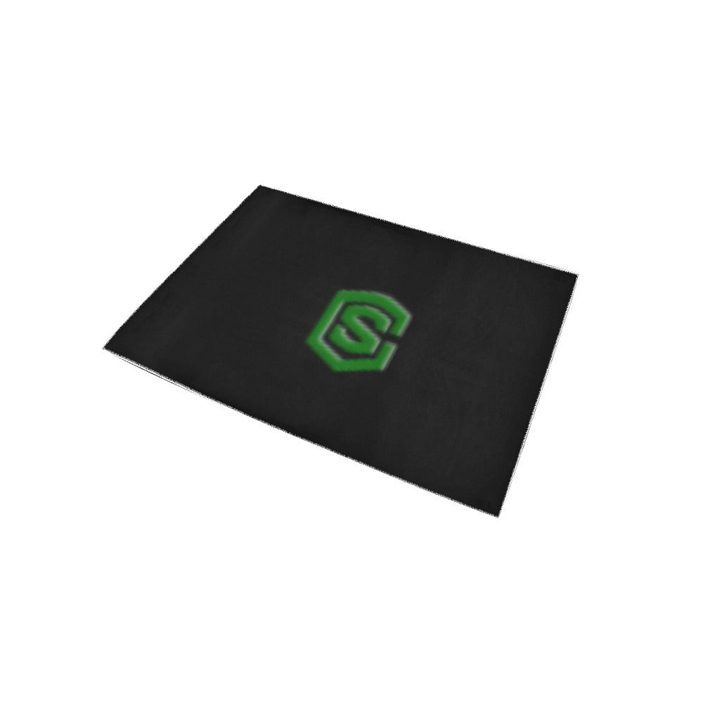 Black Area Rug Green Logo Area Rug 5' x 3.2'