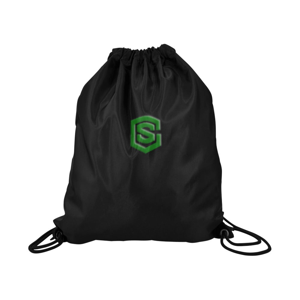 Black Drawstring Bags Large With Green Logo Drawstring Bags (Model 1604) (Large)