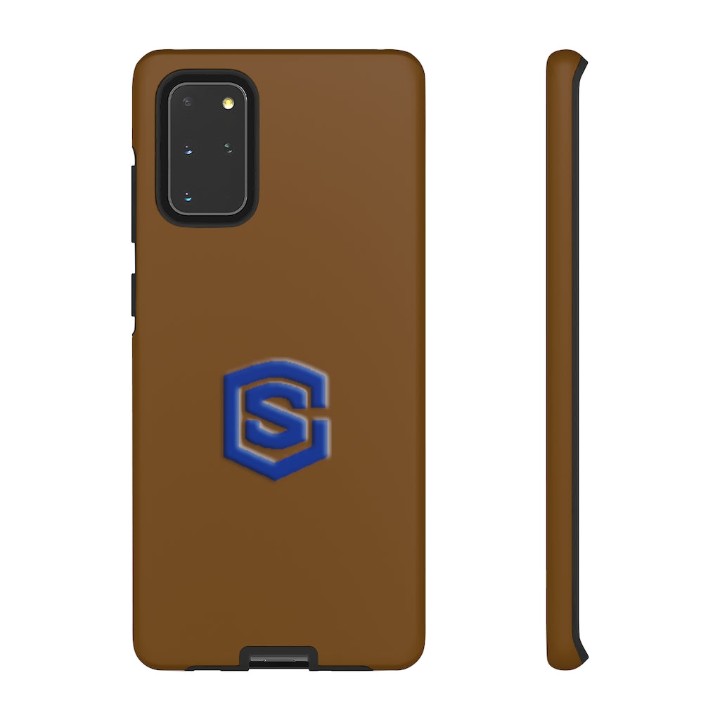 Brown Tough Cases Blue Logo