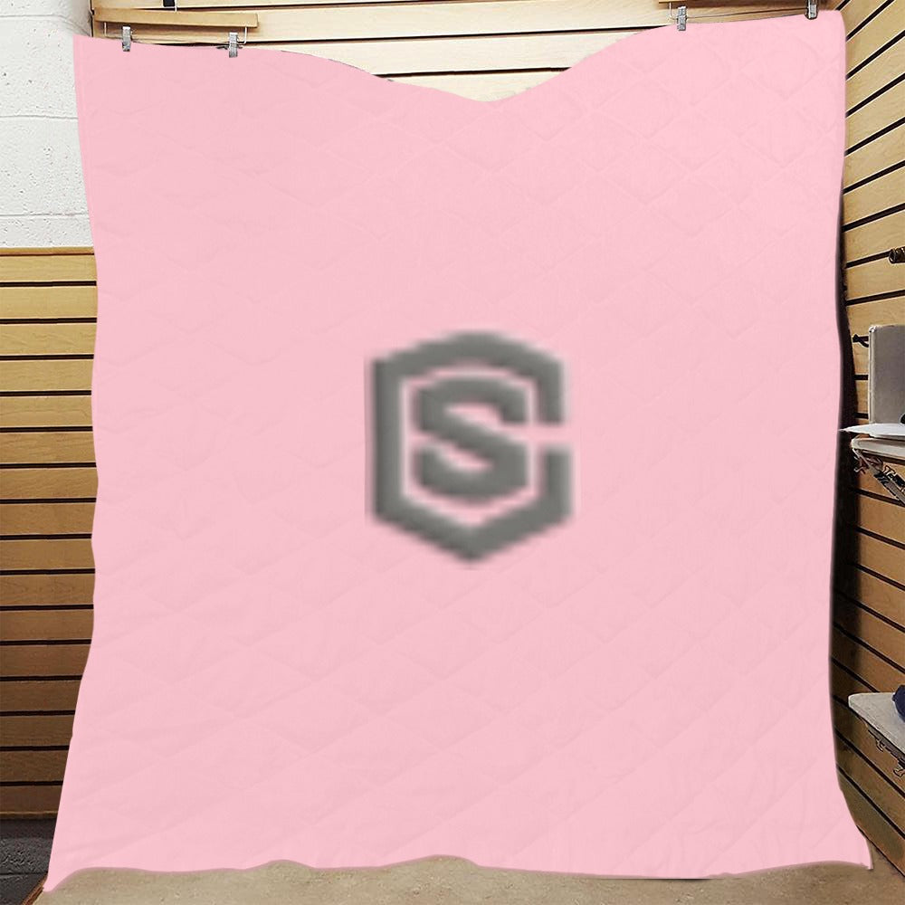 Pink Quilt with Gray Logo Custom Quilt 70" x 80"