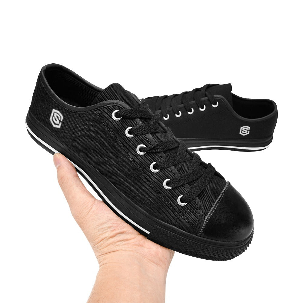 White logo Men's Classic Canvas Shoes (Model 018)