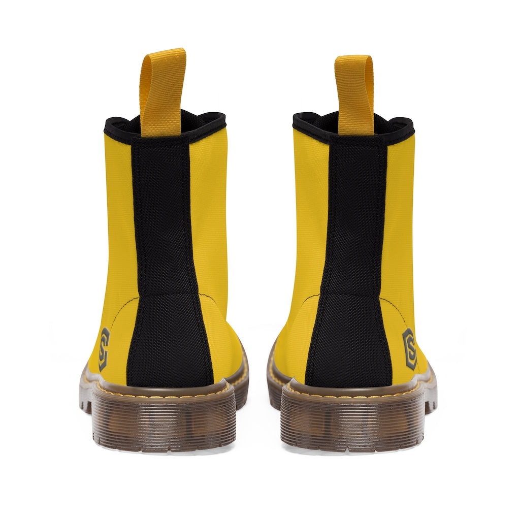 Yellow Men's Canvas Boots Silver Logo