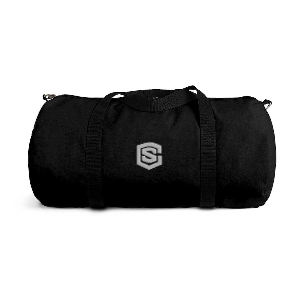 Black Duffel Bag Silver Logo