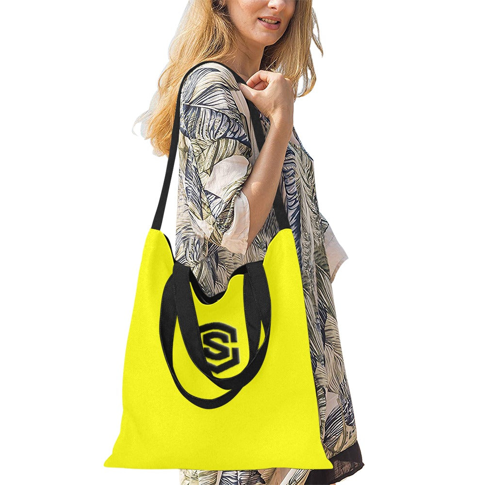 Yellow All Over Print Canvas Tote Bag With Black Logo All Over Print Canvas Tote Bag(Model1698)(Medium)
