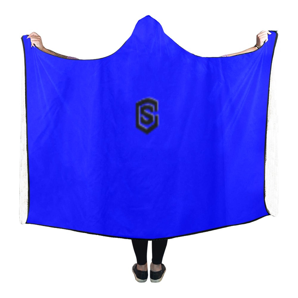 BLUE Hooded Blanket WHITH BLACK LOGO Hooded Blanket 80"x56"