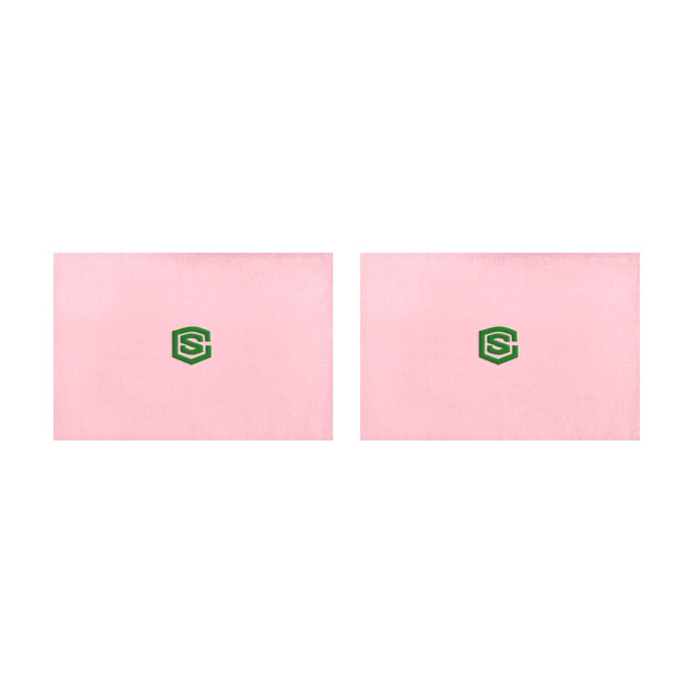 Pink Placemats 12" x 18" With Green Logo Placemats 12" x 18" (Set of 2)