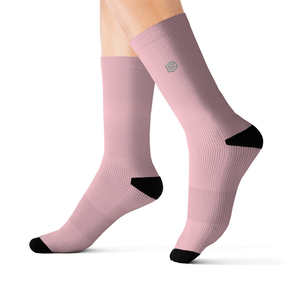 Pink Sublimation Socks with Silver Logo