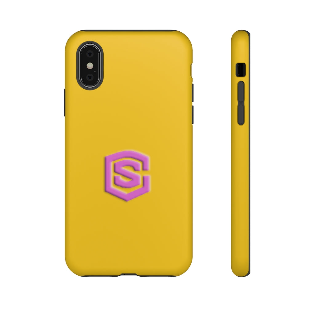 Yellow Tough Cases Pink Logo