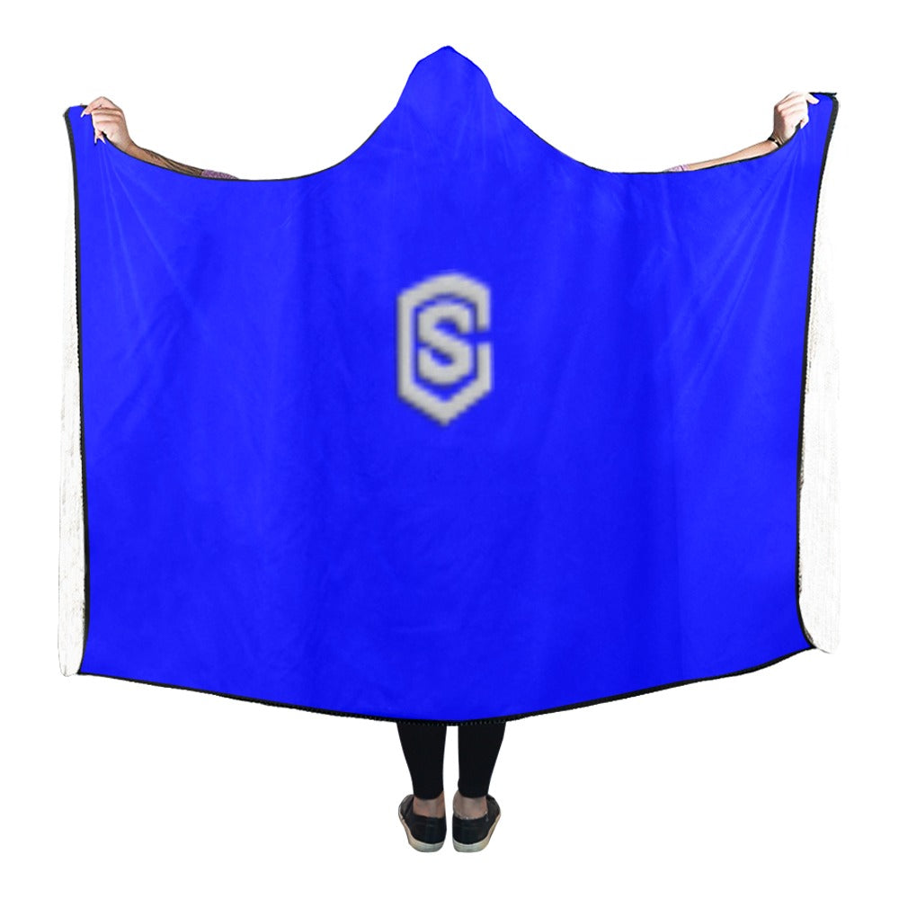 Blue Hooded Blanket 80"x56" with Silver Logo Hooded Blanket 80"x56"
