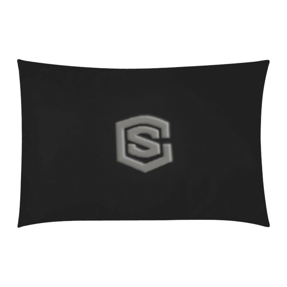 Black 3-Piece Bedding Set (1 Duvet Cover 86"x70"; 2 Pillowcases 20"x30")(One Side) wtih Gray Logo 3-Piece Bedding Set (1 Duvet Cover 86"x70"; 2 Pillowcases 20"x30")(One Side)