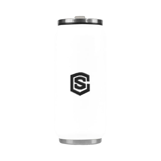White Stainless Steel Vacuum Mug (13.7 OZ) with Black Logo Stainless Steel Vacuum Mug (13.7 OZ)